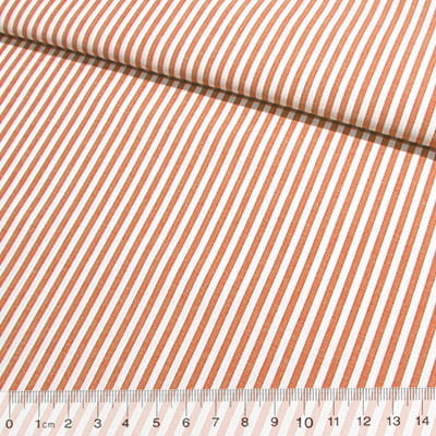 Tecido Camisaria Tricoline Fio 40 - Fio Tinto Listra M - Laranja - 100% Algodão - Milfios Tecidos