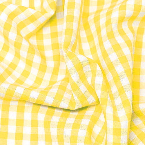 Tecido Camisaria Tricoline Fio 40 - Fio Tinto - Vichy Xadrez G - Amarelo - 100% Algodão - Milfios Tecidos