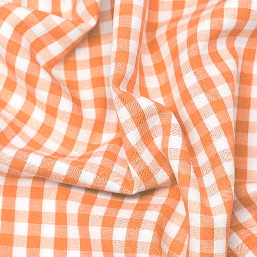 Tecido Camisaria Tricoline Fio 40 - Fio Tinto - Vichy Xadrez G - Laranja - 100% Algodão - Milfios Tecidos