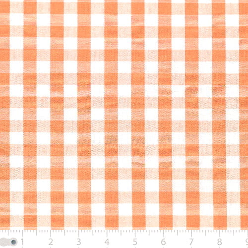 Tecido Camisaria Tricoline Fio 40 - Fio Tinto - Vichy Xadrez G - Laranja - 100% Algodão - Milfios Tecidos