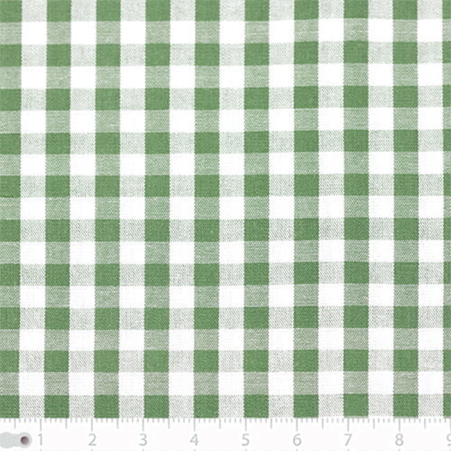 Tecido Camisaria Tricoline Fio 40 - Fio Tinto - Vichy Xadrez G - Oliva - 100% Algodão - Milfios Tecidos