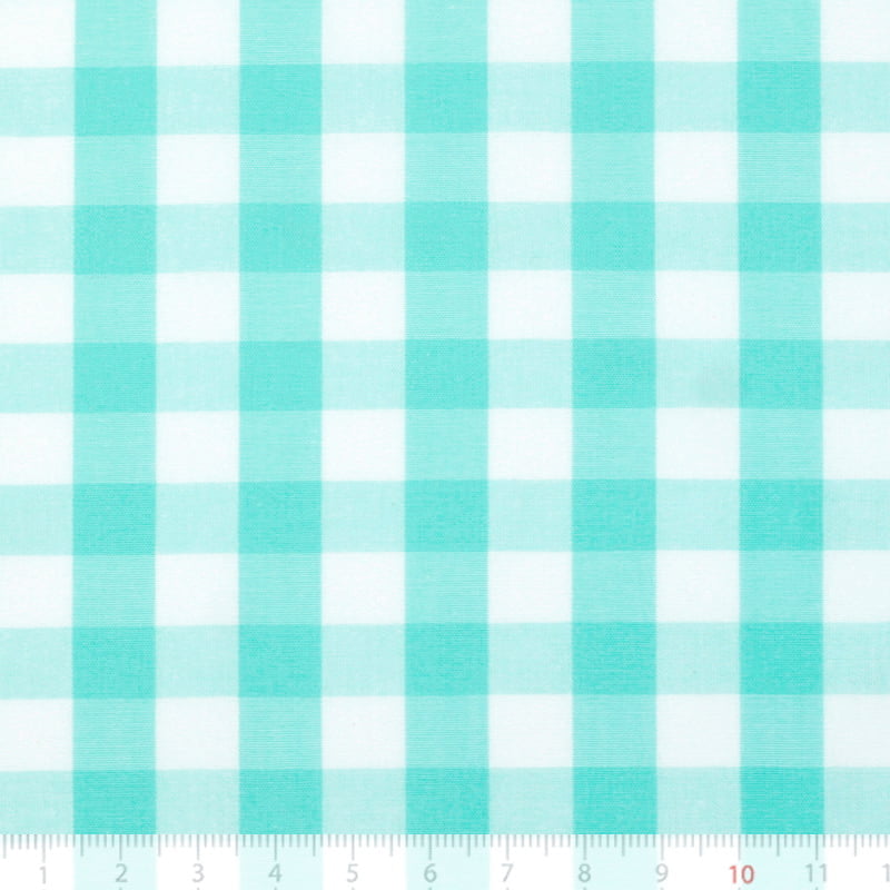 Tecido Camisaria Tricoline Fio 40 - Fio Tinto - Vichy Xadrez GG - Acqua - 100% Algodão - Milfios Tecidos