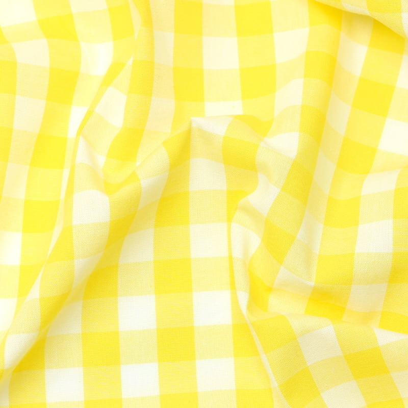 Tecido Camisaria Tricoline Fio 40 - Fio Tinto - Vichy Xadrez GG - Amarelo - 100% Algodão - Milfios Tecidos