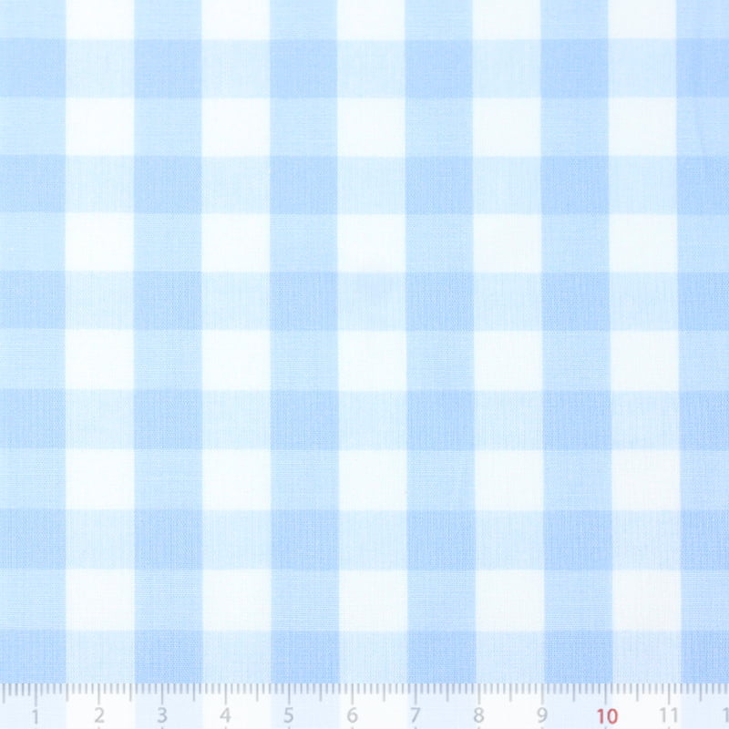 Tecido Camisaria Tricoline Fio 40 - Fio Tinto - Vichy Xadrez GG - Azul Claro - 100% Algodão - Milfios Tecidos