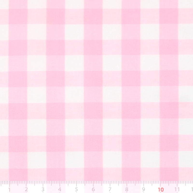 Tecido Camisaria Tricoline Fio 40 - Fio Tinto - Vichy Xadrez GG - Rosa - 100% Algodão - Milfios Tecidos