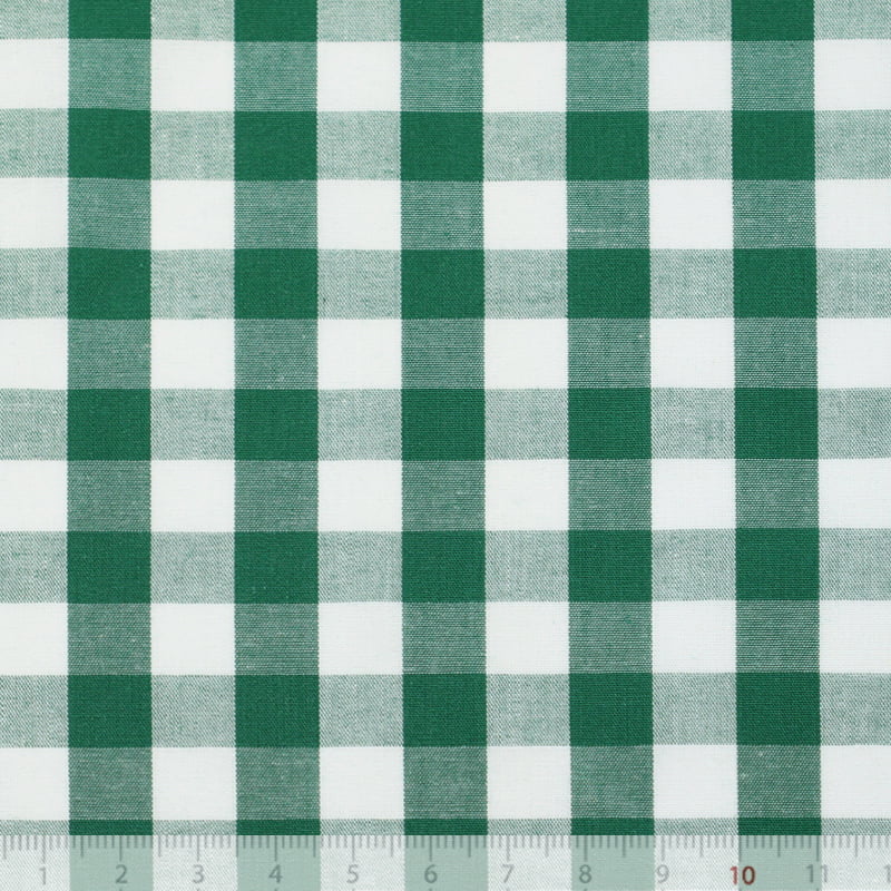 Tecido Camisaria Tricoline Fio 40 - Fio Tinto - Vichy Xadrez GG - Verde - 100% Algodão - Milfios Tecidos