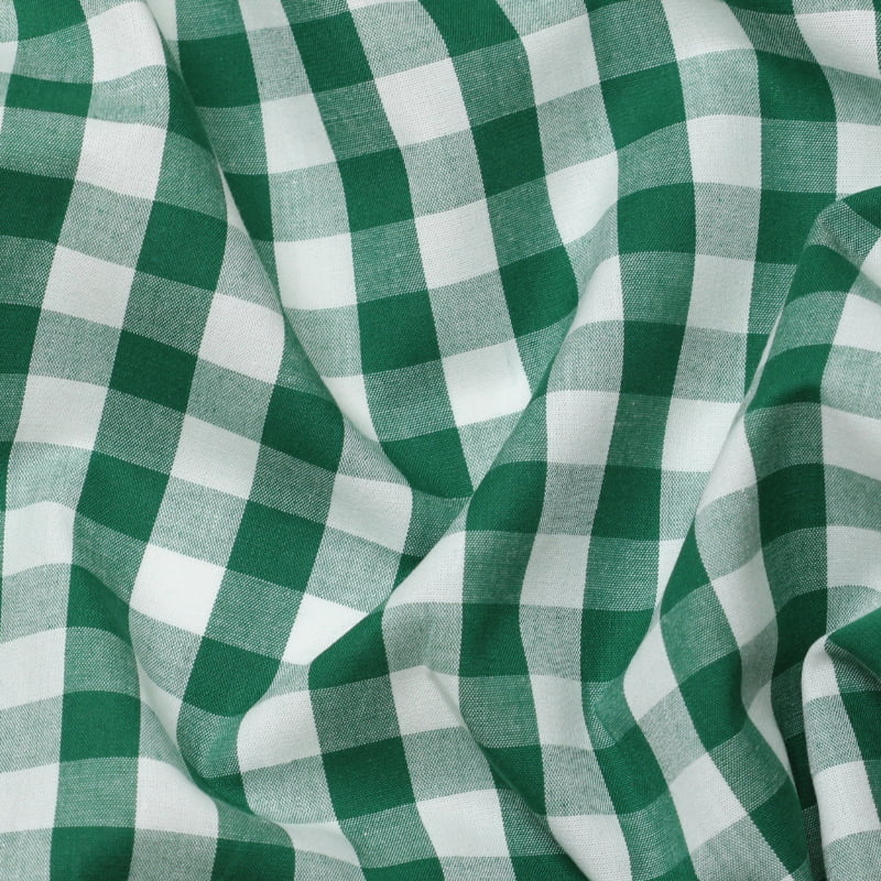 Tecido Camisaria Tricoline Fio 40 - Fio Tinto - Vichy Xadrez GG - Verde - 100% Algodão - Milfios Tecidos