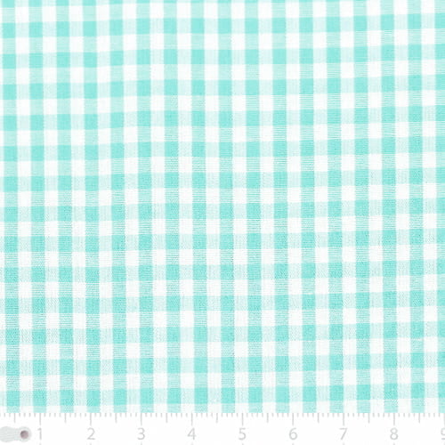 Tecido Camisaria Tricoline Fio 40 - Fio Tinto - Vichy Xadrez M - Acqua - 100% Algodão - Milfios Tecidos