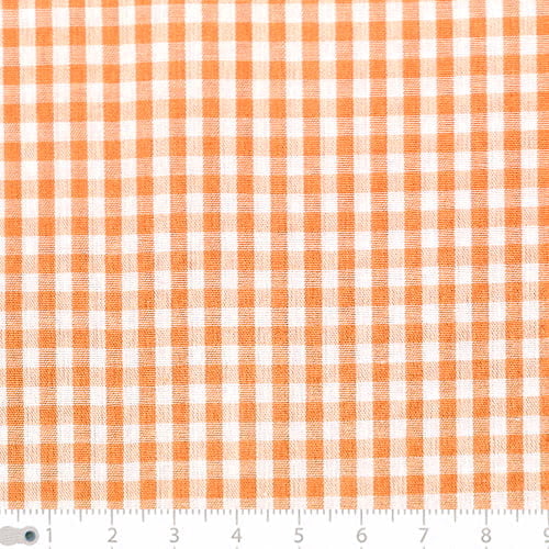 Tecido Camisaria Tricoline Fio 40 - Fio Tinto - Vichy Xadrez M - Laranja - 100% Algodão - Milfios Tecidos