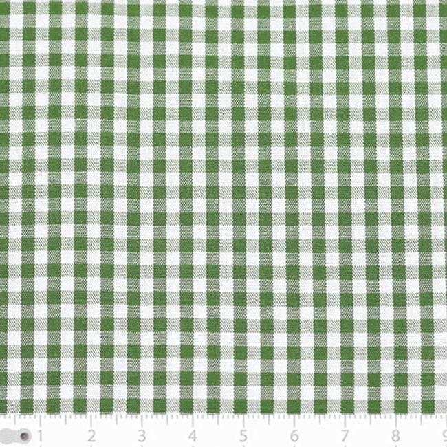 Tecido Camisaria Tricoline Fio 40 - Fio Tinto - Vichy Xadrez M - Oliva - 100% Algodão - Milfios Tecidos
