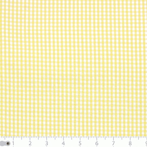 Tecido Camisaria Tricoline Fio 40 - Fio Tinto - Vichy Xadrez P - Amarelo - 100% Algodão     - Milfios Tecidos