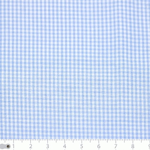 Tecido Camisaria Tricoline Fio 40 - Fio Tinto - Vichy Xadrez P - Azul Claro - 100% Algodão       - Milfios Tecidos