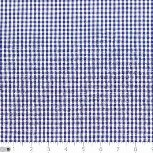 Tecido Camisaria Tricoline Fio 40 - Fio Tinto - Vichy Xadrez P - Azul Marinho - 100% Algodão      - Milfios Tecidos
