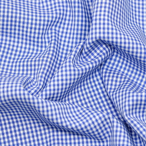 Tecido Camisaria Tricoline Fio 40 - Fio Tinto - Vichy Xadrez P - Azul Royal - 100% Algodão        - Milfios Tecidos