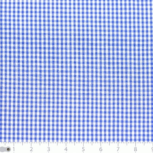 Tecido Camisaria Tricoline Fio 40 - Fio Tinto - Vichy Xadrez P - Azul Royal - 100% Algodão        - Milfios Tecidos
