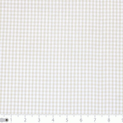 Tecido Camisaria Tricoline Fio 40 - Fio Tinto - Vichy Xadrez P - Bege - 100% Algodão      - - Milfios Tecidos