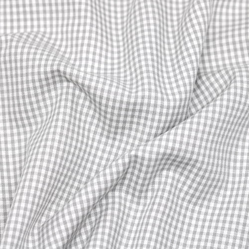 Tecido Camisaria Tricoline Fio 40 - Fio Tinto - Vichy Xadrez P - Cinza - 100% Algodão - Milfios Tecidos
