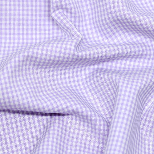 Tecido Camisaria Tricoline Fio 40 - Fio Tinto - Vichy Xadrez P - Lilas - 100% Algodão      - Milfios Tecidos