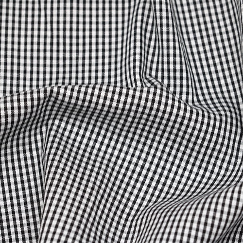 Tecido Camisaria Tricoline Fio 40 - Fio Tinto - Vichy Xadrez P - Preto - 100% Algodão     - Milfios Tecidos