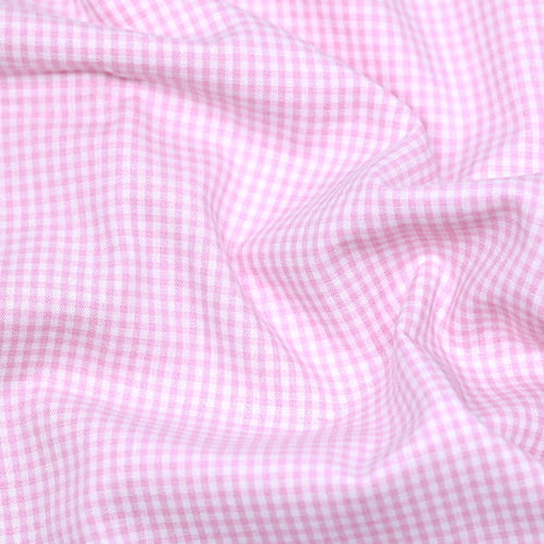 Tecido Camisaria Tricoline Fio 40 - Fio Tinto - Vichy Xadrez P - Rosa- 100% Algodão       - Milfios Tecidos