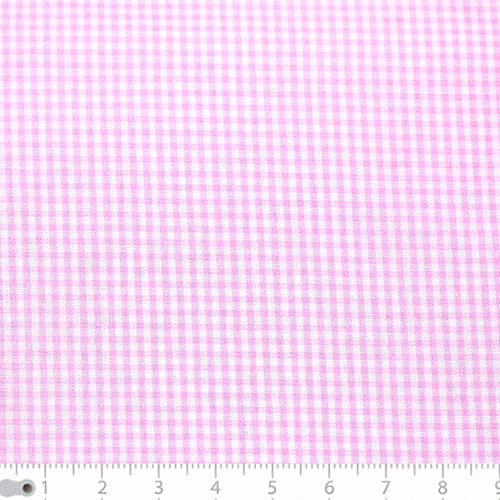 Tecido Camisaria Tricoline Fio 40 - Fio Tinto - Vichy Xadrez P - Rosa- 100% Algodão       - Milfios Tecidos