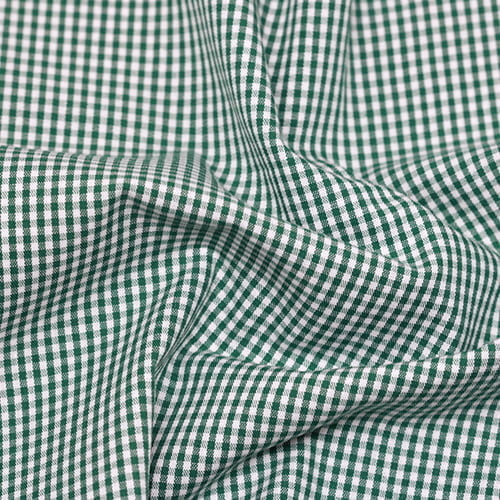 Tecido Camisaria Tricoline Fio 40 - Fio Tinto - Vichy Xadrez P - Verde - 100% Algodão   - Milfios Tecidos