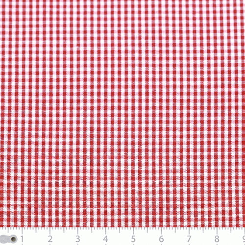 Tecido Camisaria Tricoline Fio 40 - Fio Tinto - Vichy Xadrez P - Vermelho - 100% Algodão     - Milfios Tecidos