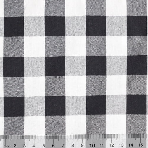 Tecido Camisaria Tricoline Fio 40 - Fio Tinto - Vichy Xadrez XG - Preto - 100% Algodão  - Milfios Tecidos