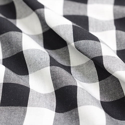 Tecido Camisaria Tricoline Fio 40 - Fio Tinto - Vichy Xadrez XG - Preto - 100% Algodão  - Milfios Tecidos