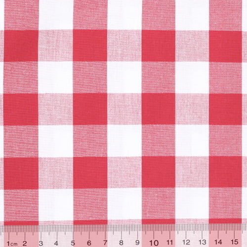 Tecido Camisaria Tricoline Fio 40 - Fio Tinto - Vichy Xadrez XG - Vermelho - 100% Algodão   - Milfios Tecidos