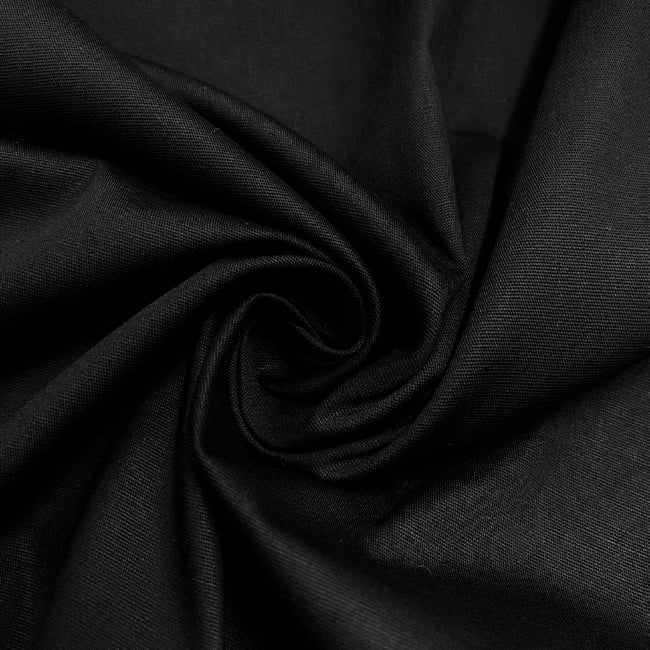 Tecido Camisaria Tricoline Fio 40 Liso - Preto  - 97% Algodão + 3% Elastano - Milfios Tecidos