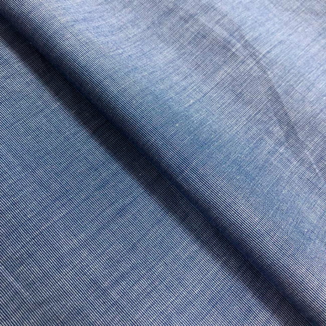 Tecido Camisaria Tricoline Fio 50 - Filas 05 - Liso - Jeans Médio - 100% Algodão - Milfios Tecidos