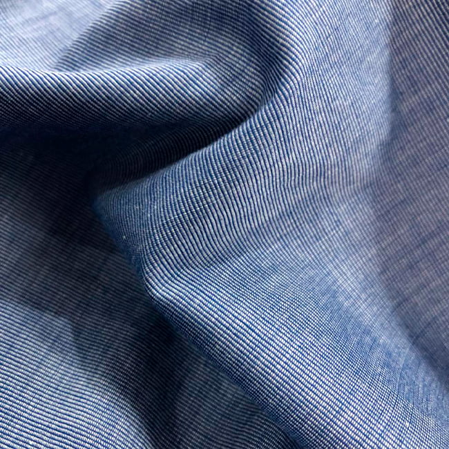 Tecido Camisaria Tricoline Fio 50 - Filas 05 - Liso - Jeans Médio - 100% Algodão - Milfios Tecidos