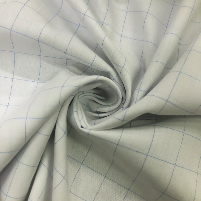 Tecido Camisaria Tricoline Fio 60 - Alexandria 285 Grid Azul Royal - 100% Algodão - Milfios Tecidos