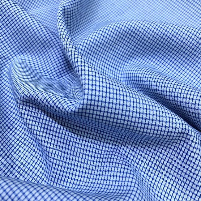 Tecido Camisaria Tricoline Fio 60 - Alexandria 296 Xadrez Royal - Fundo Azul Suave - 100% Algodão - Milfios Tecidos