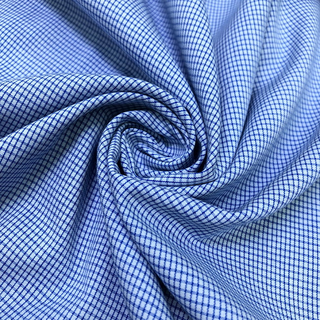 Tecido Camisaria Tricoline Fio 60 - Alexandria 296 Xadrez Royal - Fundo Azul Suave - 100% Algodão - Milfios Tecidos