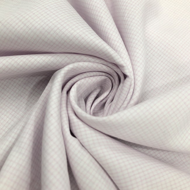 Tecido Camisaria Tricoline Fio 60 - Alexandria 283 Xadrez Rosa Suave - 100% Algodão - Milfios Tecidos