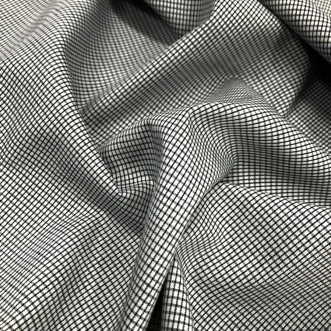 Tecido Camisaria Tricoline Fio 60 - Alexandria 286 Xadrez Preto - Fundo Cinza - 100% Algodão - Milfios Tecidos