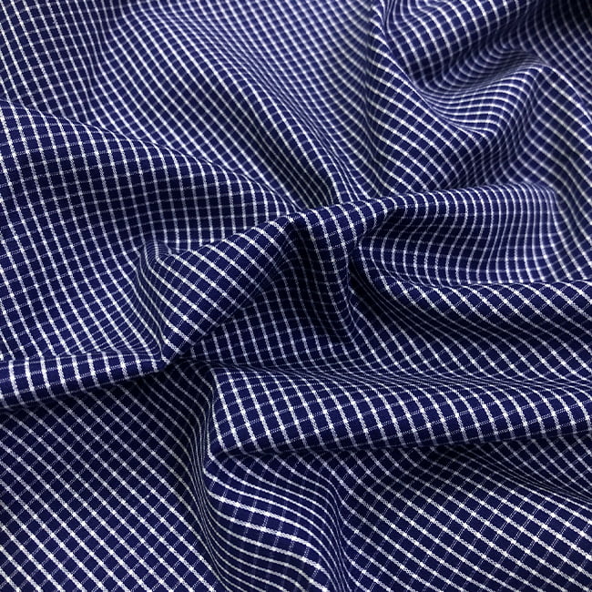 Tecido Camisaria Tricoline Fio 60 - Alexandria 297 - Xadrez M Branco - Fundo Marinho - 100% Algodão - Milfios Tecidos