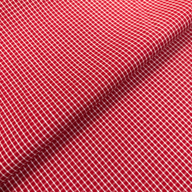 Tecido Camisaria Tricoline Fio 60 - Alexandria 300 - Xadrez M Branco - Fundo Vermelho - 100% Algodão - Milfios Tecidos