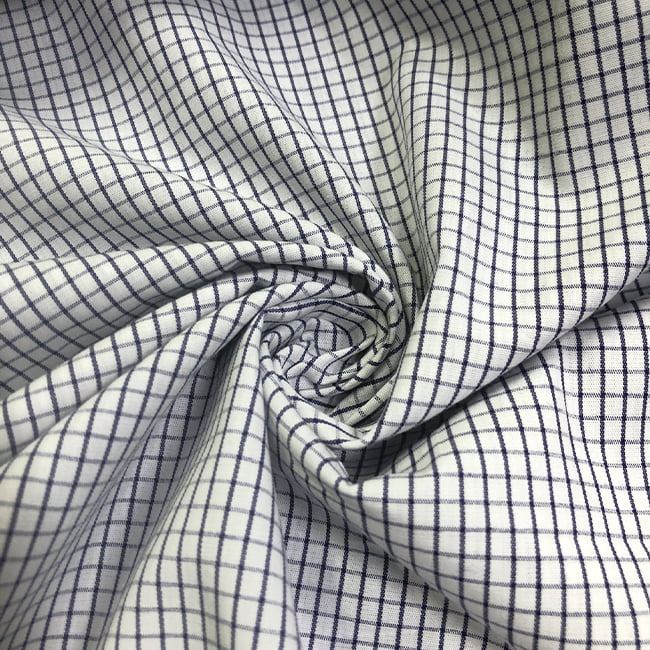 Tecido Camisaria Tricoline Fio 60 - Alexandria 304 - Xadrez G Marinho - 100% Algodão - Milfios Tecidos