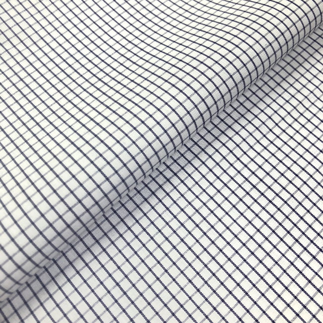 Tecido Camisaria Tricoline Fio 60 - Alexandria 304 - Xadrez G Marinho - 100% Algodão - Milfios Tecidos