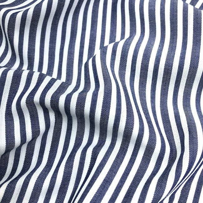 Tecido Camisaria Tricoline Fio 60 - Alexandria 316 - Maquinetado Listra G Marinho - 100% Algodão - Milfios Tecidos