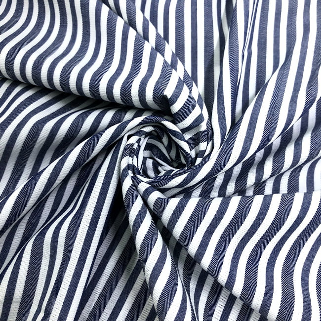 Tecido Camisaria Tricoline Fio 60 - Alexandria 316 - Maquinetado Listra G Marinho - 100% Algodão - Milfios Tecidos