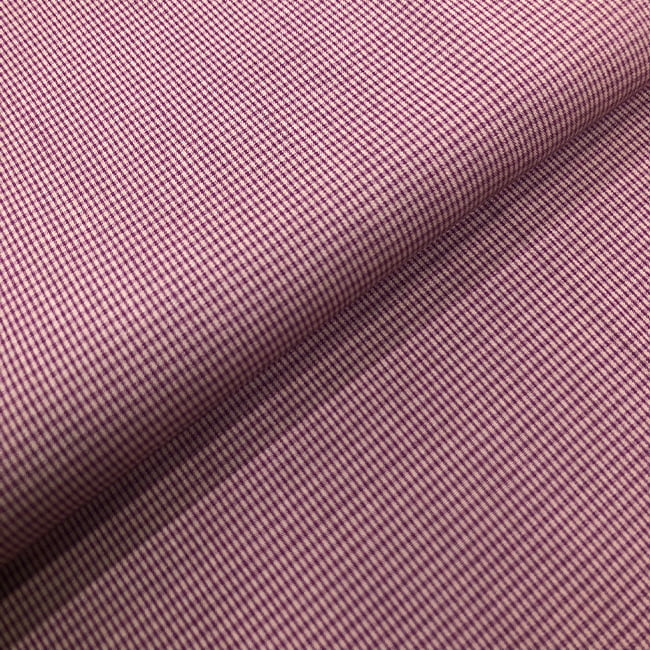 Tecido Camisaria Tricoline Fio 60 - Alexandria 319 - Xadrez P Vinho - Fundo vermelho - 100% Algodão