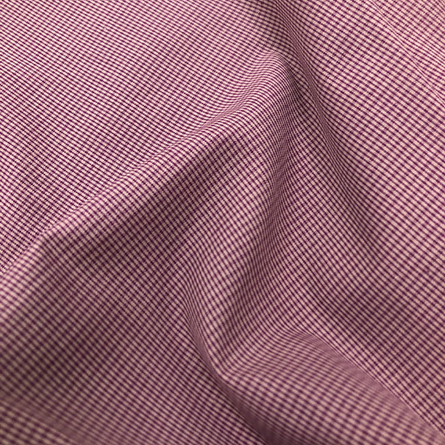 Tecido Camisaria Tricoline Fio 60 - Alexandria 319 - Xadrez P Vinho - Fundo vermelho - 100% Algodão