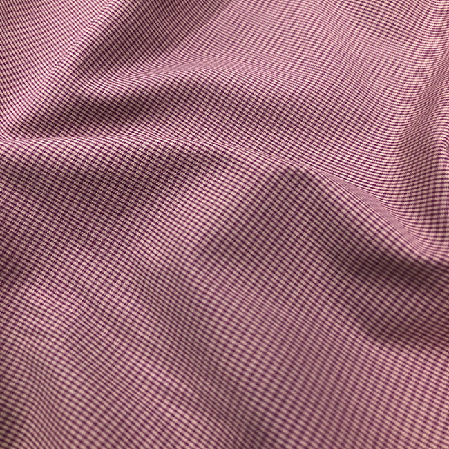 Tecido Camisaria Tricoline Fio 60 - Alexandria 319 - Xadrez P Vinho - Fundo vermelho - 100% Algodão