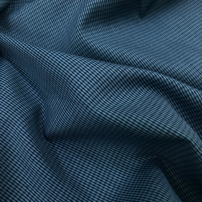 Tecido Camisaria Tricoline Fio 60 - Alexandria 320 - Xadrez P Azul - Fundo Verde Água - 100% Algodão - Milfios Tecidos