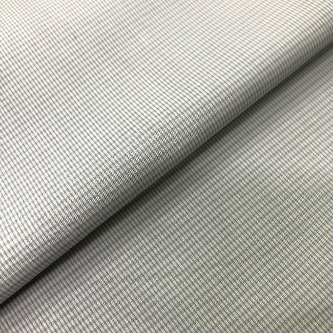 Tecido Camisaria Tricoline Fio 60 - Alexandria 321 - Xadrez P Cinza - Fundo Cinza Claro - 100% Algodão - Milfios Tecidos