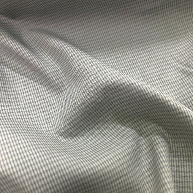 Tecido Camisaria Tricoline Fio 60 - Alexandria 321 - Xadrez P Cinza - Fundo Cinza Claro - 100% Algodão - Milfios Tecidos
